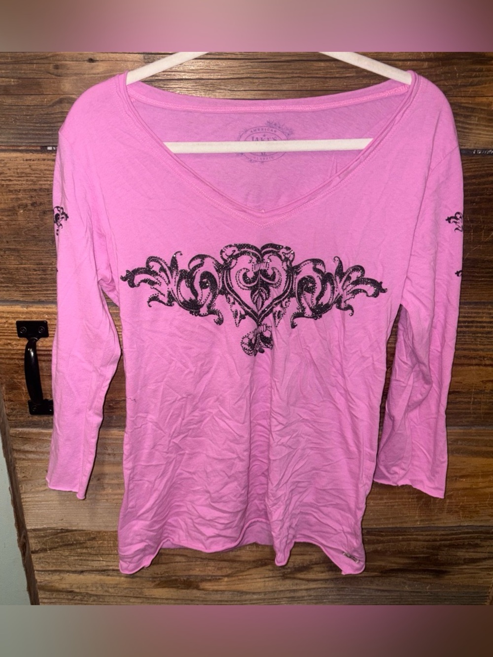 JAKE’S Women's Pink V-Neck Long Sleeve Top